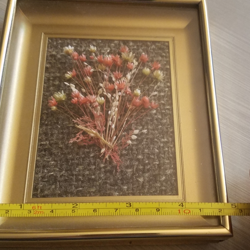 Vintage Dried Flowers Framed Shadow Box Picture - Picture 4 of 16